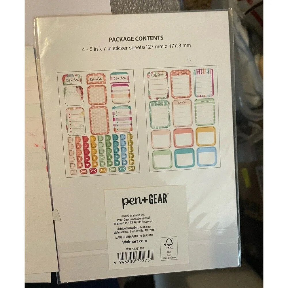 Happy Planner Pen Gear Office Stickers & Weekly Schedule Refill Lot Light Use